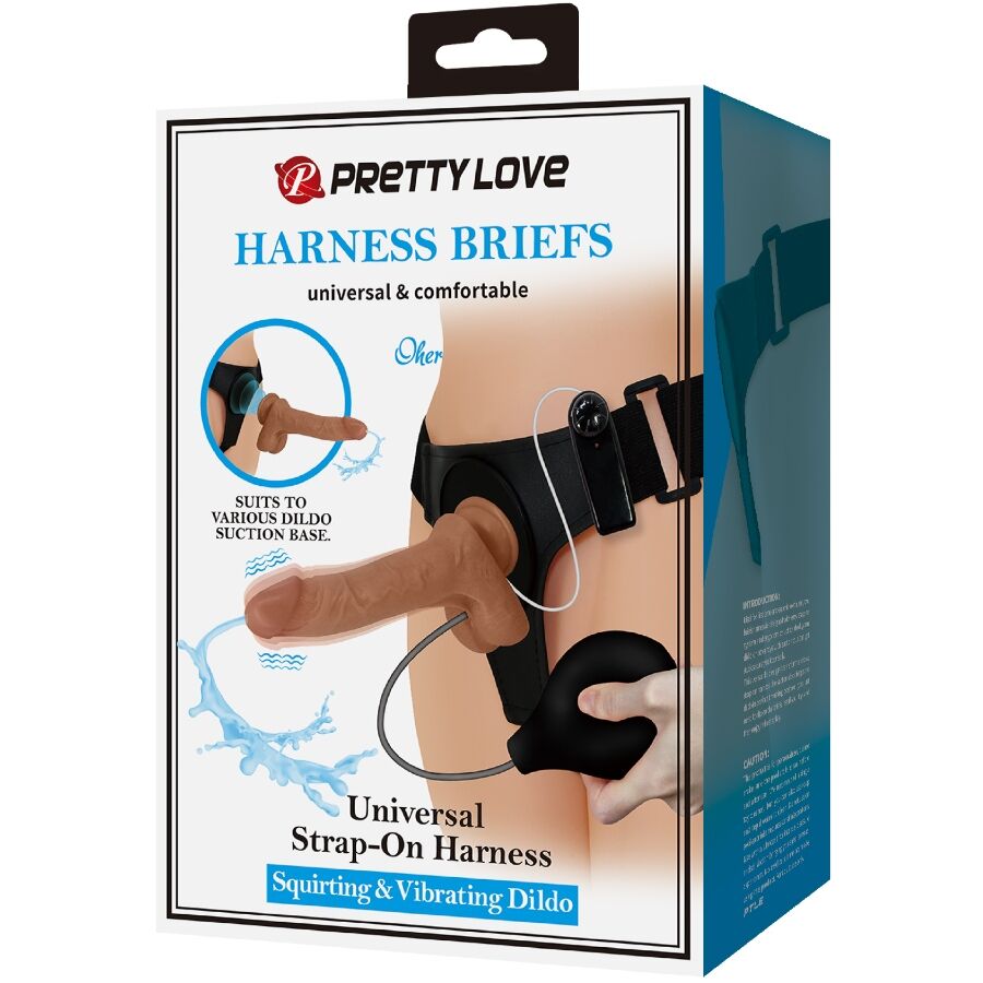PRETTY LOVE - CALCINHA UNIVERSAL COM DILDO VIBRATÓRIO E EJACULATIVO DE 15,5 CM MULATO
