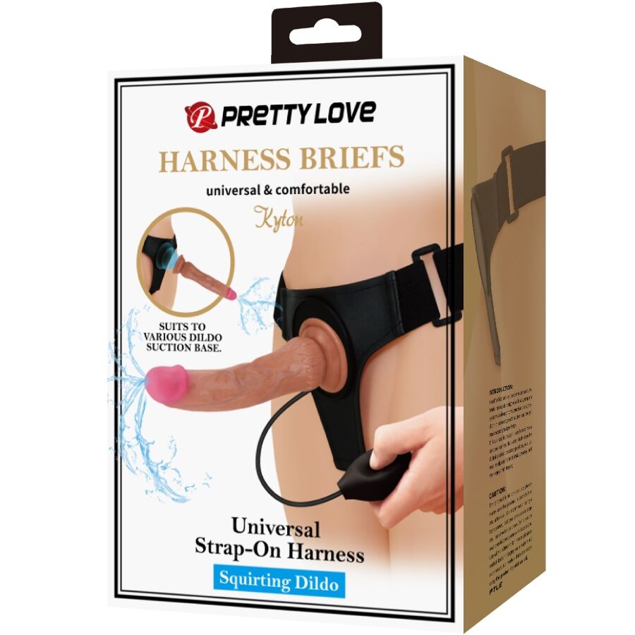 PRETTY LOVE - KYTON UNIVERSAL HARNESS LIFS COM DILDO EJACULANTE DE 19 CM MULATO