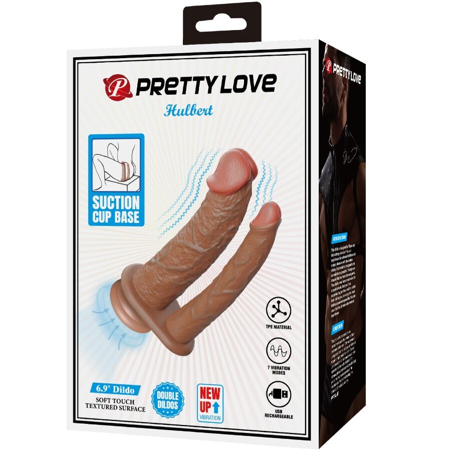 PRETTY LOVE - HULBERT DUPLO DILDO REALISTA COM VIBRAÇÃO MULATO