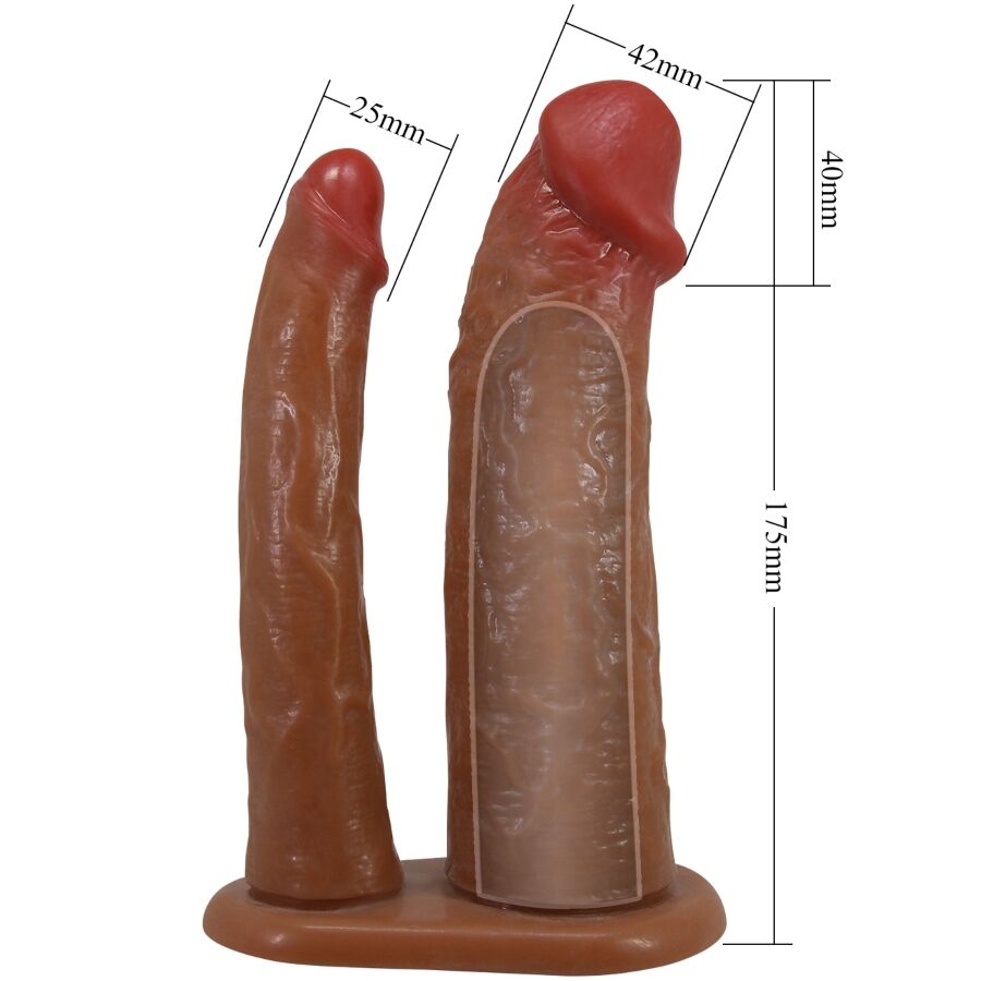 PRETTY LOVE - FUNDA DOBLE PARA PENE YAIRON CON EXTENSIÓN DE 4 CM MULATA