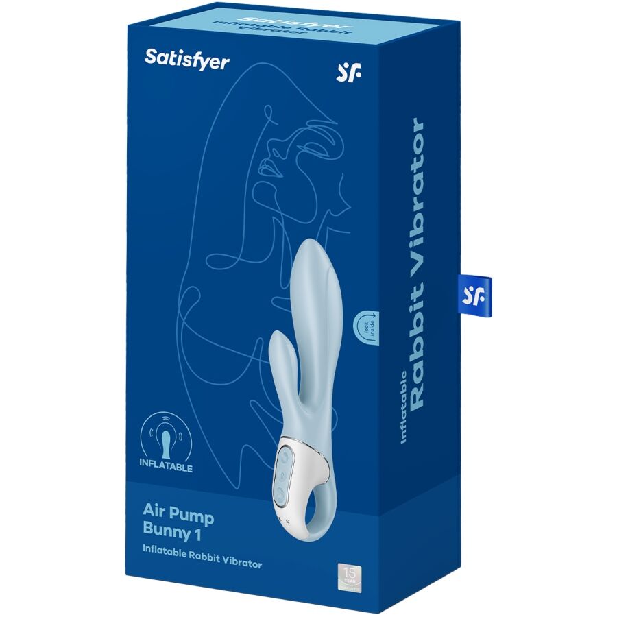 SATISFYER - BOMBA DE AR ​​COELHO 1 VIBRADOR INSUFLÁVEL EM FORMA DE COELHO AZUL