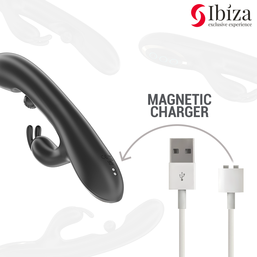 IBIZA - POWERFUL RABBIT VIBRATOR WITH MASSAGING ROLLING PEARL