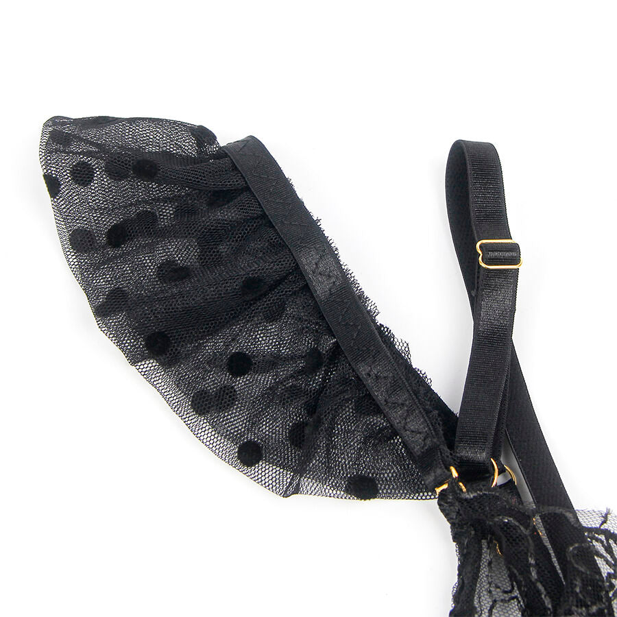 SUBBLIME - 957490 LACE BRA AND GARTER SET  BLACK L/XL