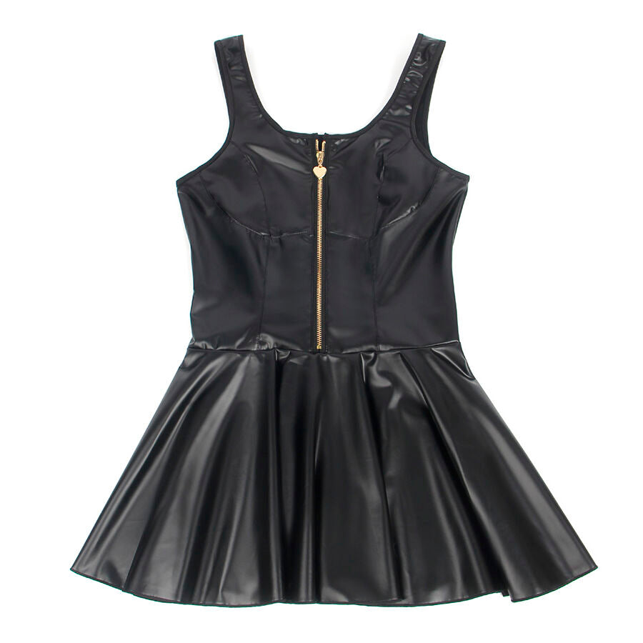 SUBBLIME - 957674 HEART ZIPPER LEATHER DRESS BLACK L/XL