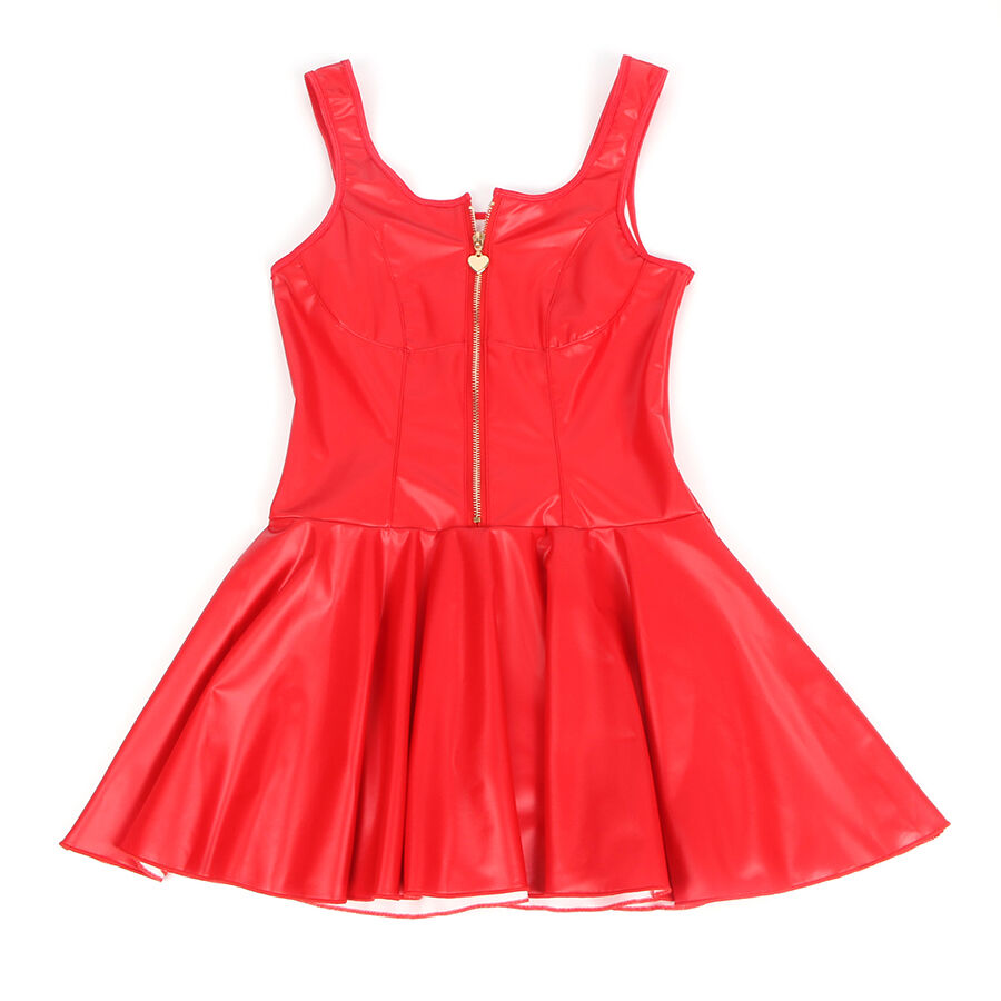SUBBLIME - 957698 HEART ZIPPER LEATHER DRESS RED L/XL
