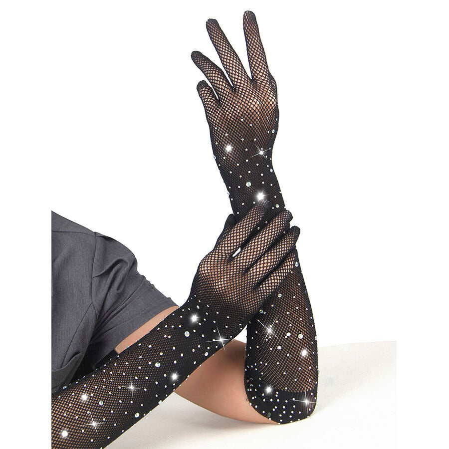 SUBBLIME - 957469SHINE TRANSPARENT GLOVES BLACK S/M