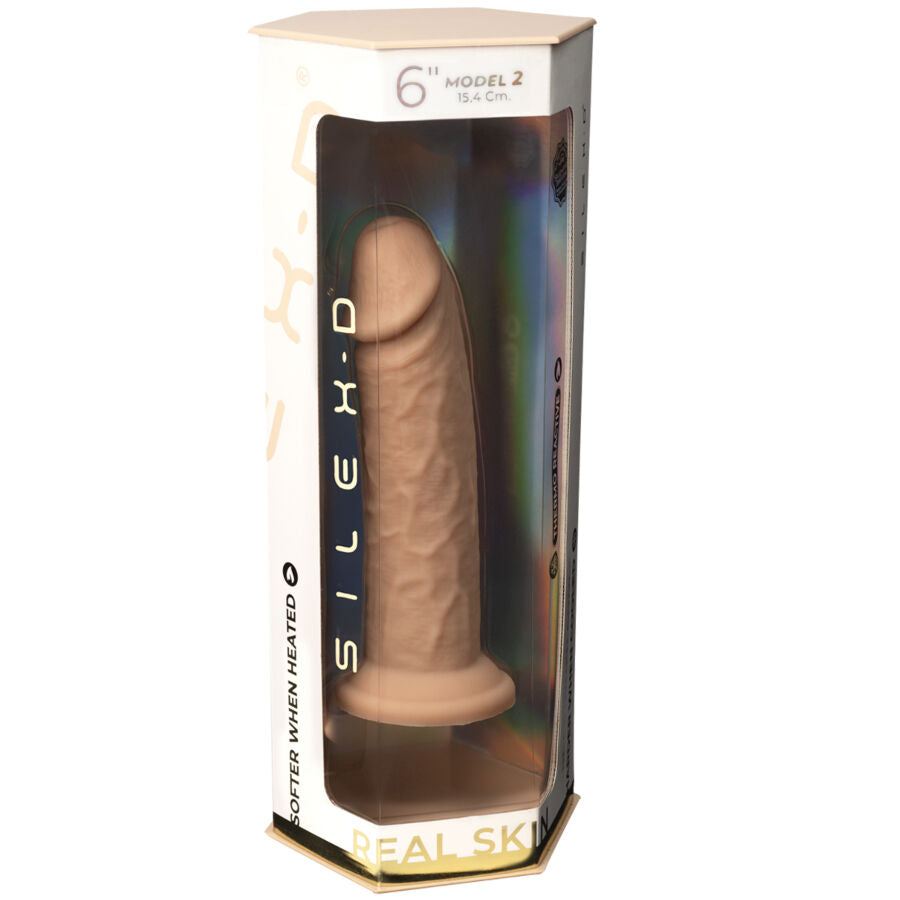 SILEXD - Pénis realista modelo 2 em silicone termorreativo premium, 15,4 cm