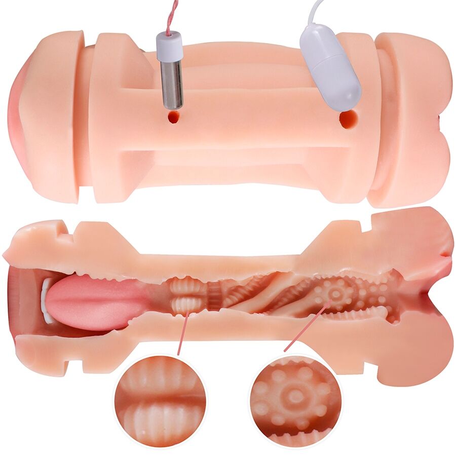 SHEQU - KAY MASTURBADOR DUPLO COM VIBRAÇÃO PARA BOCA E VAGINA