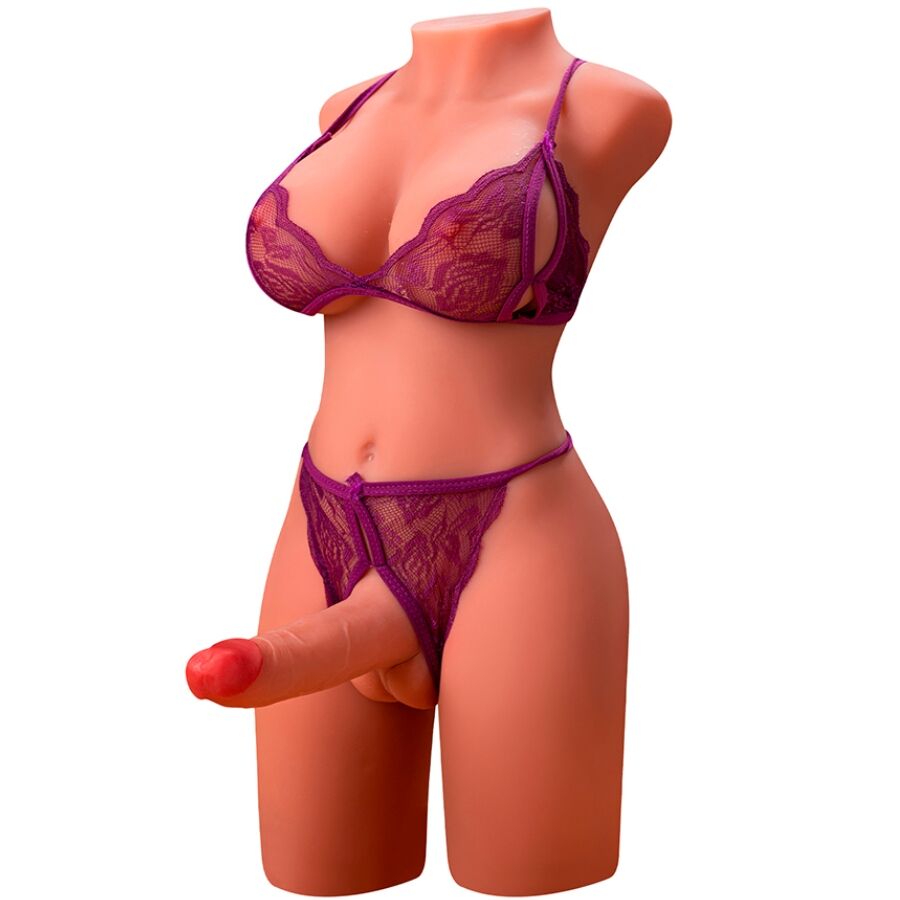 XISE - MIAH LADY BOY TORSO FEMENINO CON DILDO CON VIBRACIÓN Y EMPUJE 55 CM