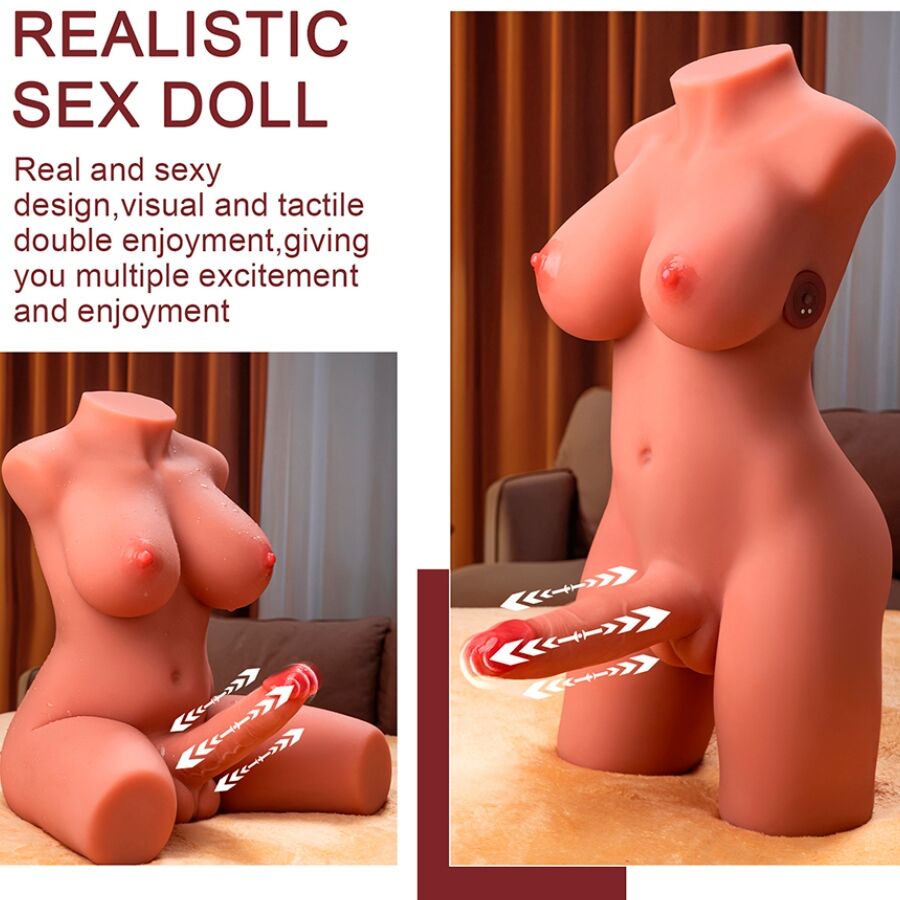 XISE - MIAH LADY BOY TORSO FEMENINO CON DILDO CON VIBRACIÓN Y EMPUJE 55 CM