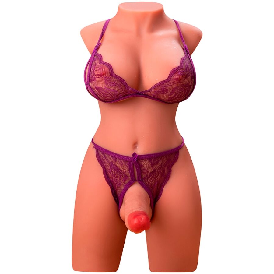 XISE - MIAH LADY BOY TORSO FEMENINO CON DILDO CON VIBRACIÓN Y EMPUJE 55 CM