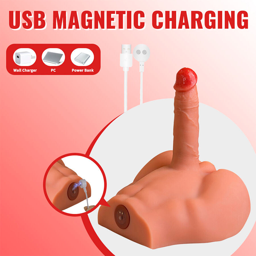 XISE - DILDO MASTURBADOR REALISTA CON ASA Y POSICIÓN FRONTAL CON EMPUJE DE 17,5 CM