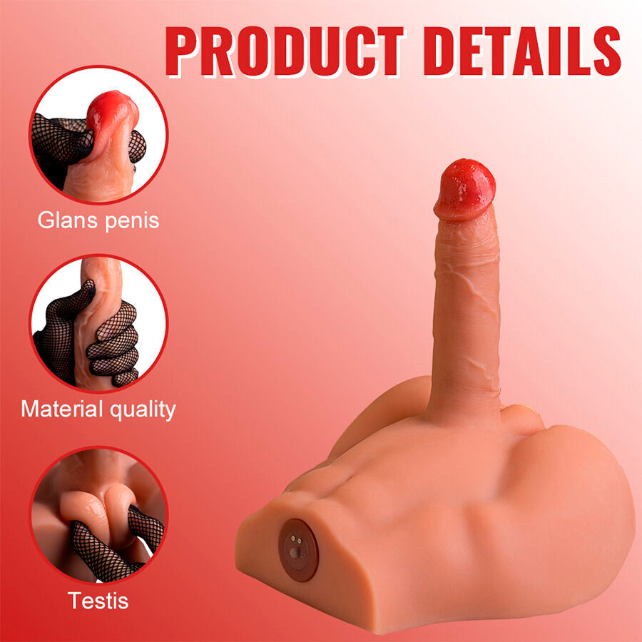 XISE - DILDO MASTURBADOR REALISTA CON ASA Y POSICIÓN FRONTAL CON EMPUJE DE 17,5 CM