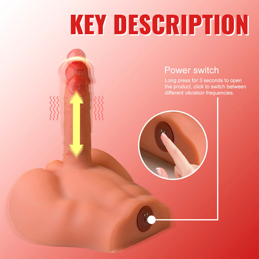 XISE - DILDO MASTURBADOR REALISTA CON ASA Y POSICIÓN FRONTAL CON EMPUJE DE 17,5 CM