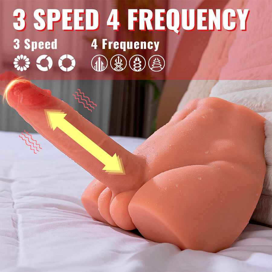 XISE - DILDO MASTURBADOR REALISTA CON ASA Y POSICIÓN FRONTAL CON EMPUJE DE 17,5 CM