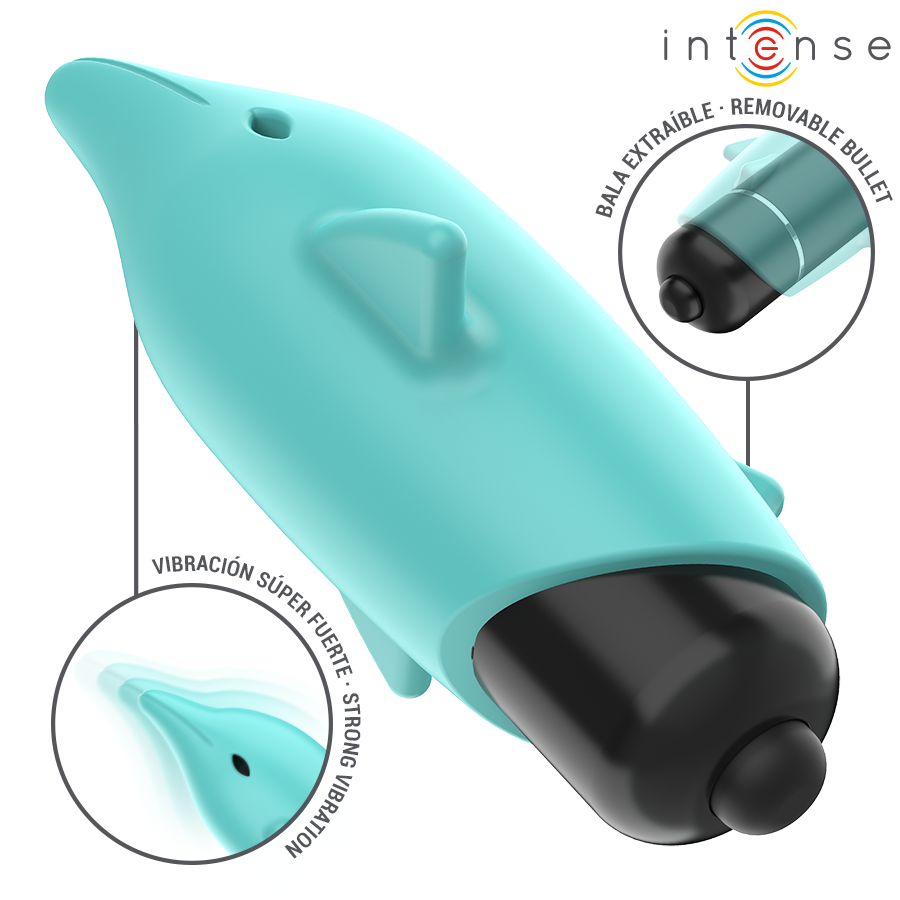 INTENSE - ECHO VIBRATING BULLET DOLPHIN BLUE 8 X 4,7 CM