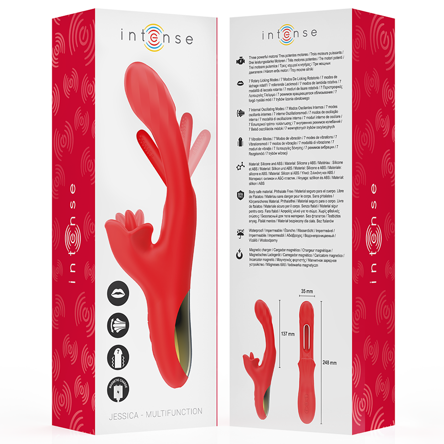 INTENSE - JESSICA VIBRADOR MULTIFUNCIONAL PARA ESTIMULAÇÃO DO CLITÓRIS 24,8 CM VERMELHO