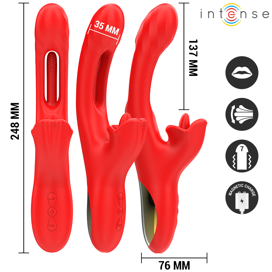 INTENSE - JESSICA VIBRADOR MULTIFUNCIONAL PARA ESTIMULAÇÃO DO CLITÓRIS 24,8 CM VERMELHO
