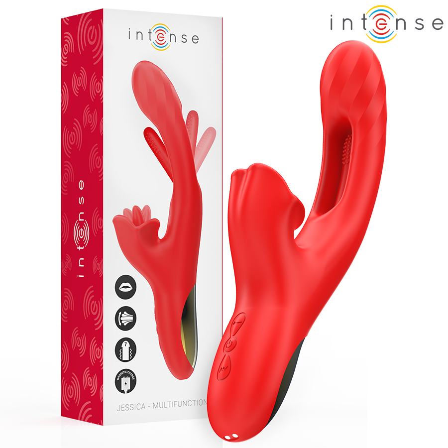 INTENSE - JESSICA VIBRADOR MULTIFUNCIONAL PARA ESTIMULAÇÃO DO CLITÓRIS 24,8 CM VERMELHO