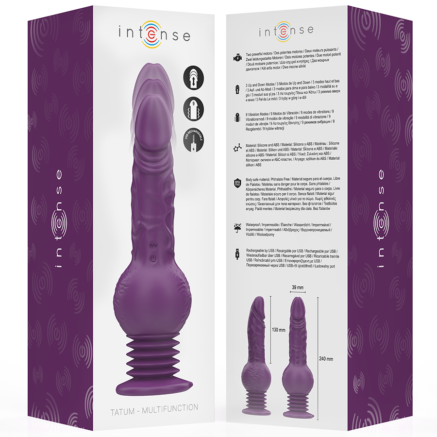 INTENSE - VIBRADOR MULTIFUNCIÓN TATUM CON VIBRACIÓN ARRIBA Y ABAJO 24 CM MORADO