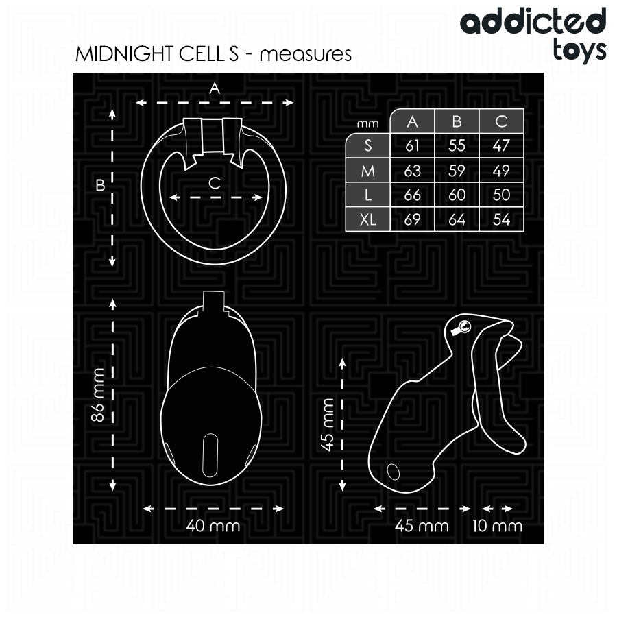 ADDICTED TOYS TRAVADO - MINDNIGHT CELL GAIOLA PARA PÊNIS TAMANHO S 4,8 CM