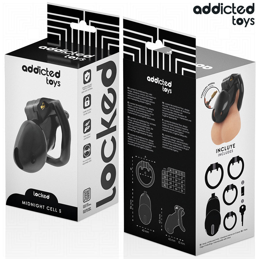ADDICTED TOYS TRAVADO - MINDNIGHT CELL GAIOLA PARA PÊNIS TAMANHO S 4,8 CM