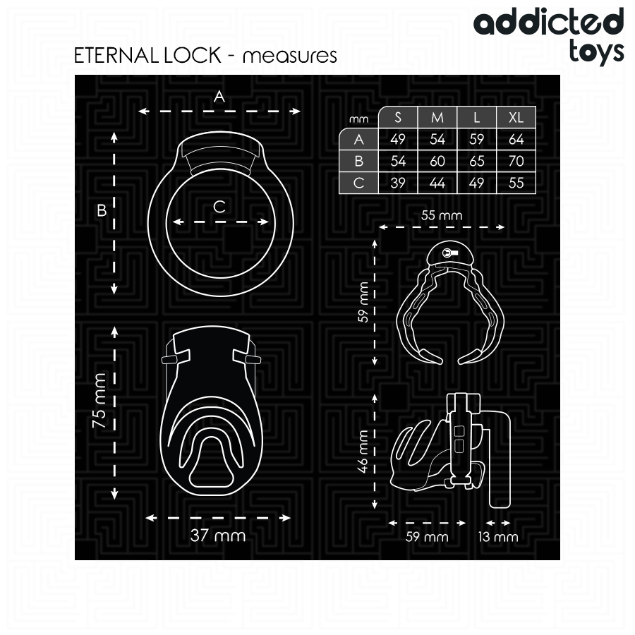 ADDICTED TOYS LOCKED - JAULA PARA PENE CON CIERRE ETERNAL 9 CM