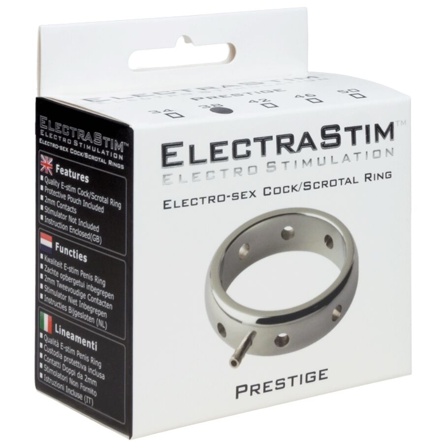 ELECTRASTIM - ANEL PENIANO ELECTROMAGNÉTICO DE METAL PRESTIGE 34 MM