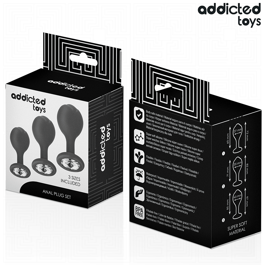 ADDICTED TOYS - SET OF 3 ANAL PLUG SILICONE WITH JEWEL