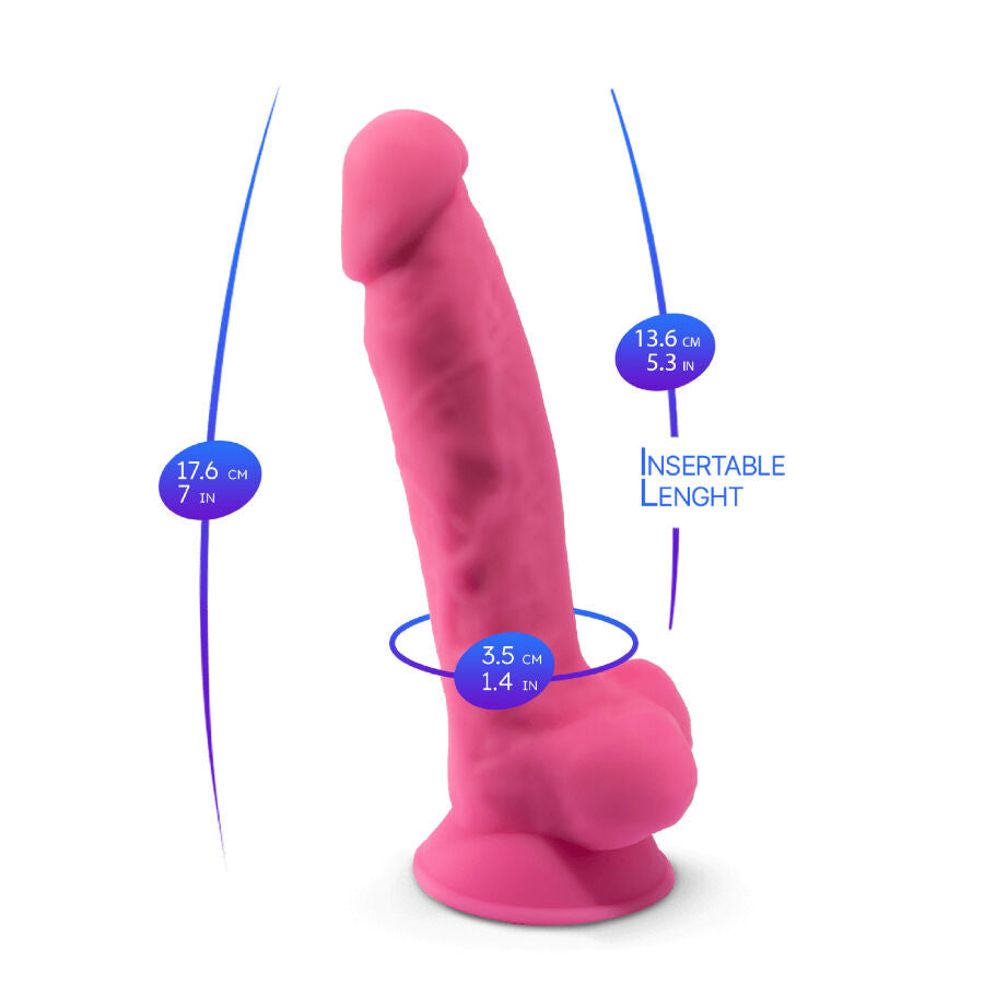 SILEXD - MODELO 1 PÊNIS REALISTA DE SILICONE PREMIUM SILEXPAN ROSA FLUORESCENTE 17,5 CM