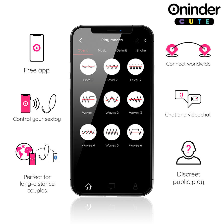 ONINDER CUTE - OVO DE SILICONE COM VIBRAÇÕES PARA PRAZER E AMOR - APLICAÇÃO GRATUITA PARA TODO O MUNDO