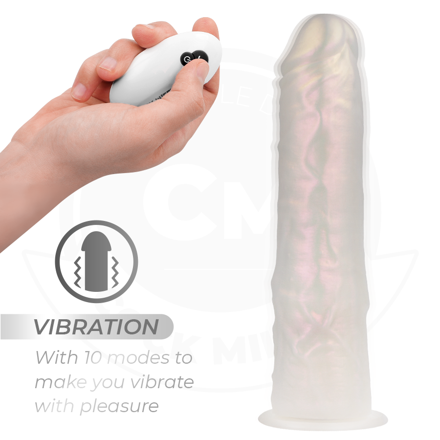 COCK MILLER - DILDO WITH SUCTION CUP, LIGHTS AND VIBRATION WITH REMOTE CONTROL WHITE 21.5 CM