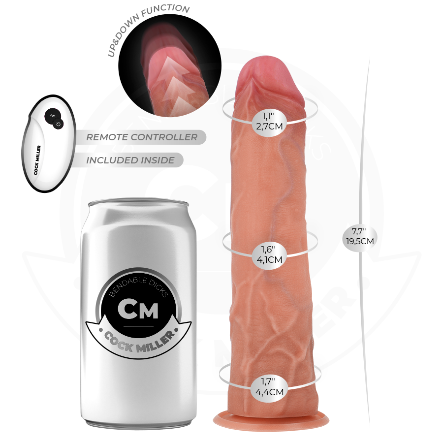 COCK MILLER - HYPER-REALISTIC DILDO WITH SUCTION CUP AND THRUSTING WITH REMOTE CONTROL 19.5 CM