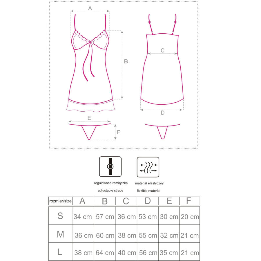 LIVCO CORSETTI FASHION - HYEONA 1710 BABYDOLL + THONG ROSE L