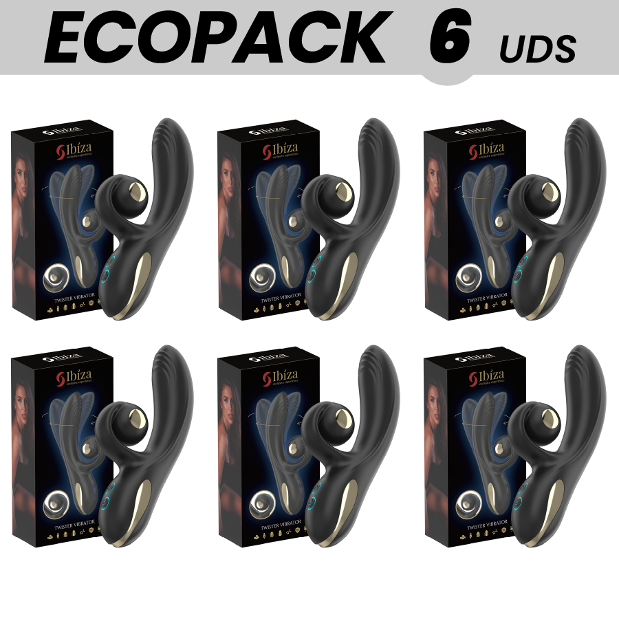 ECOPACKS 6 UNITS - IBIZA TWISTER VIBRATOR WITH CURVE STIMULATOR AND VIBRO-ROTATION