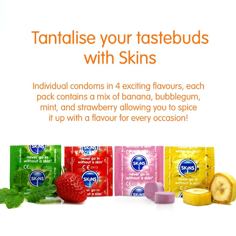 SKINS - MULTI FLAVORS PREMIUM CONDOMS PACK 4