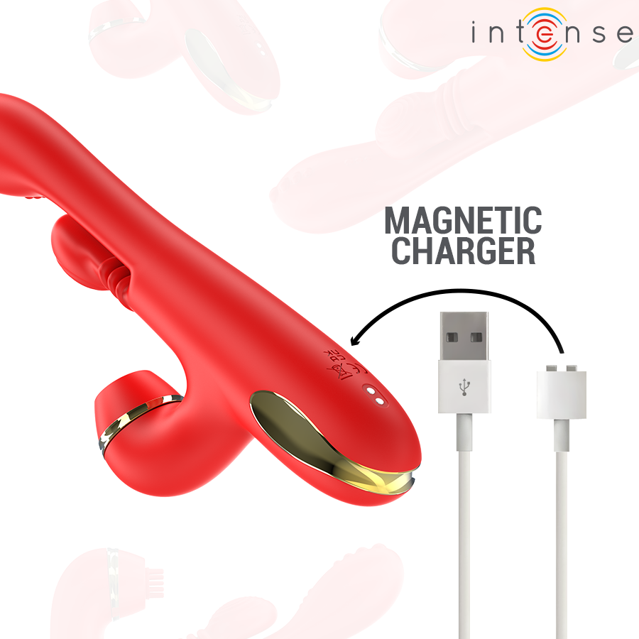 INTENSE - KATY ESTIMULADOR DE CLÍTORIS MULTIFUNCIÓN 4 CABEZALES INTERCAMBIABLES ROJO