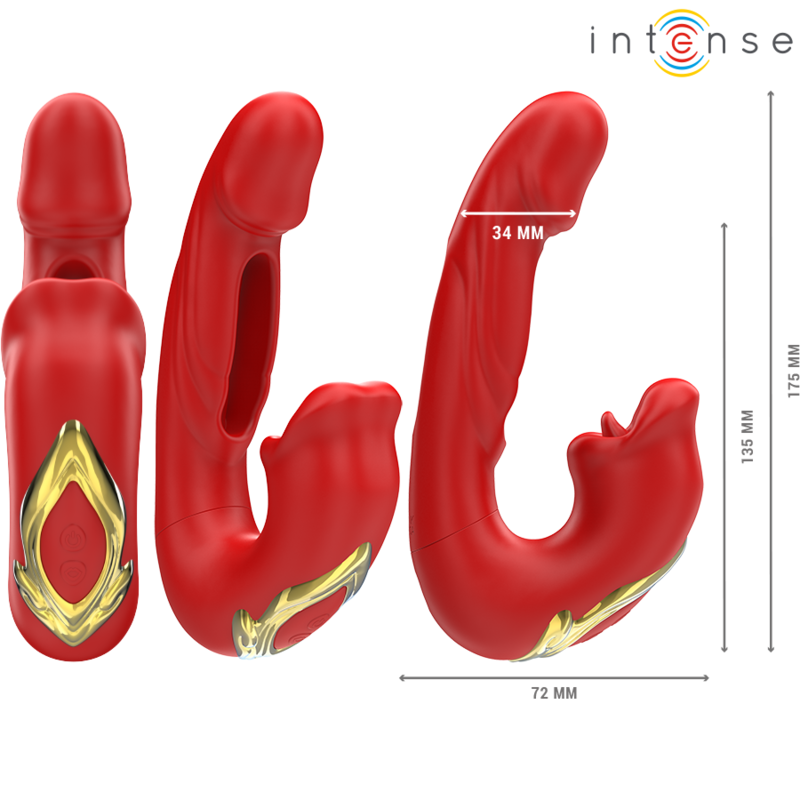 INTENSE - NATHY VIBRADOR DUPLO COM ESTIMULADOR BOCAL MULTIFUNCIONAL VERMELHO