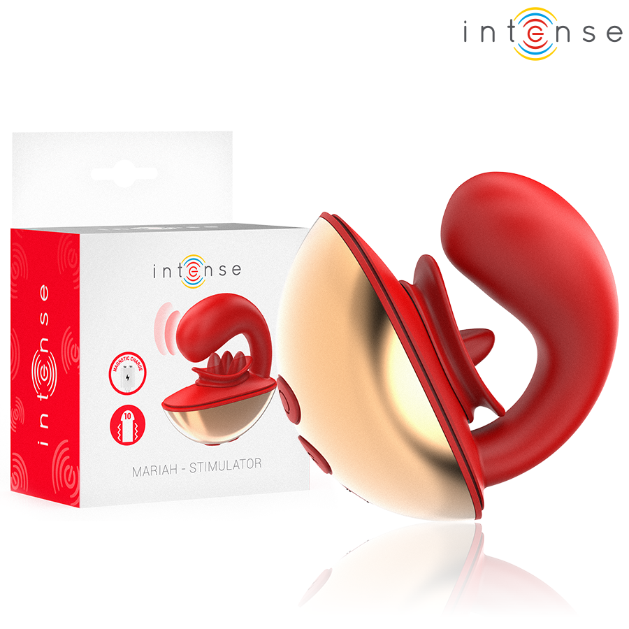 INTENSE - MARIAH VIBRATOR & STIMULATOR IN U SHAPE 10 VIBRATIONS RED