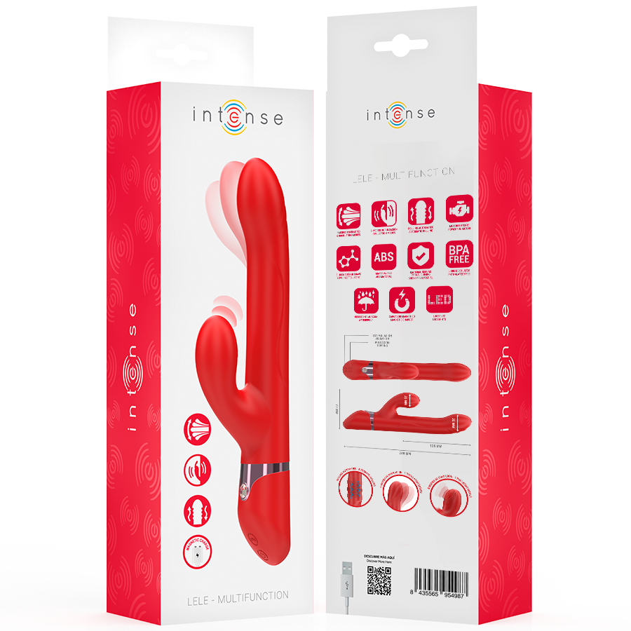 INTENSE - VIBRADOR MULTIFUNCIONAL LELE ROTATIVO, OSCILAÇÃO E ESTIMULAÇÃO VERMELHO