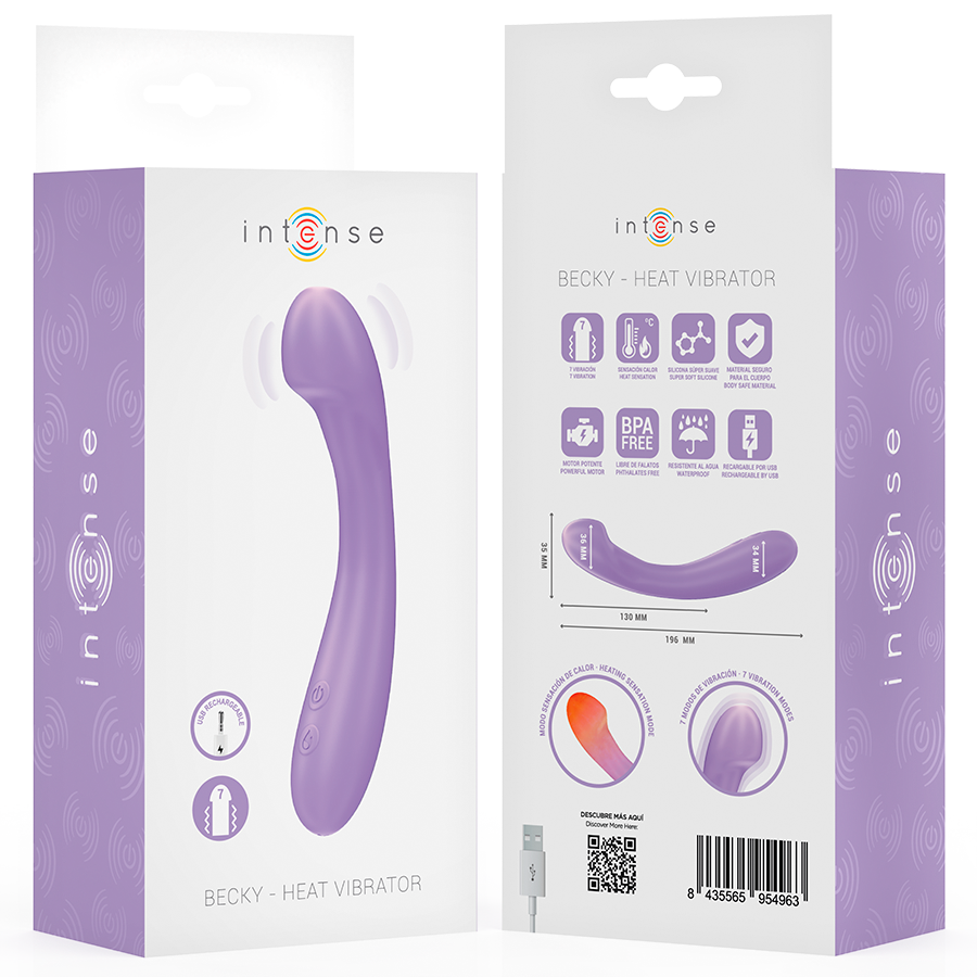 INTENSE - BECKY VIBRATOR 19 CM HEATABLE 7 VIBRATIONS PURPLE