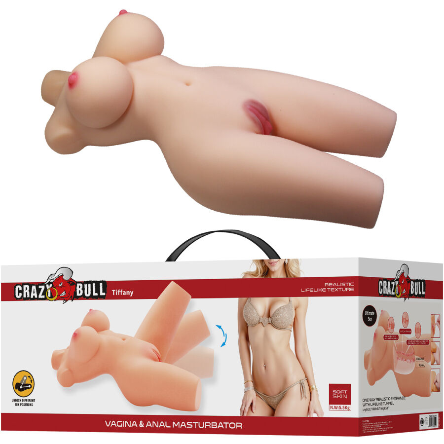 CRAZY BULL - TIFFANY TORSO FEMININO REALISTA COM VAGINA E ÂNUS 5,5 KG