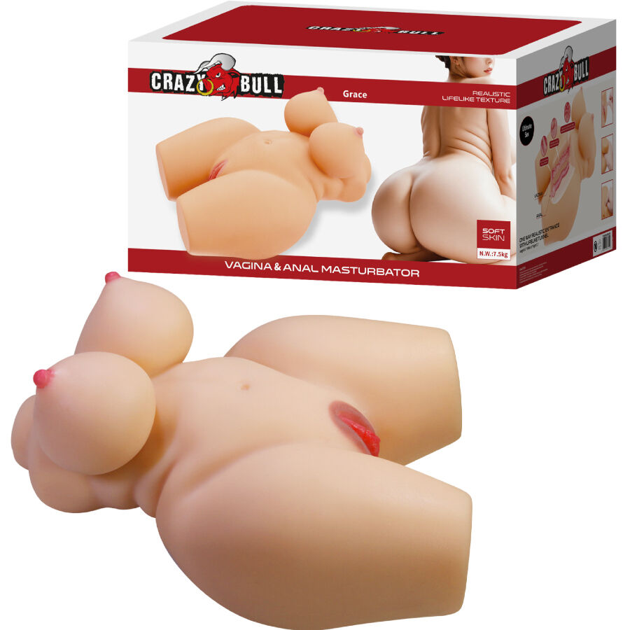 CRAZY BULL - GRACE, TORSO FEMININO REALISTA COM VAGINA E ÂNUS, 7,5 KG