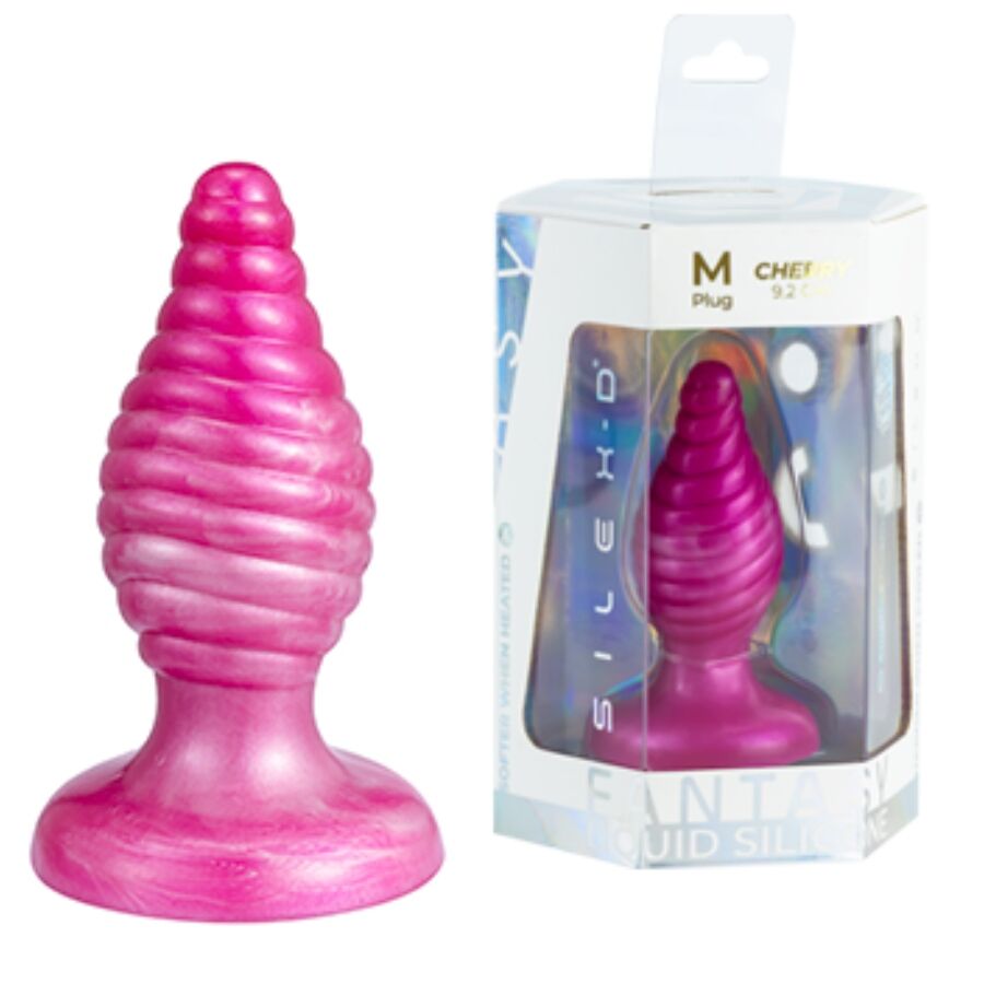 SILEXD - CHERRY ANAL PLUG FANTASY LIQUID SILICONE THERMOREACTIVE PINK 9.2 CM