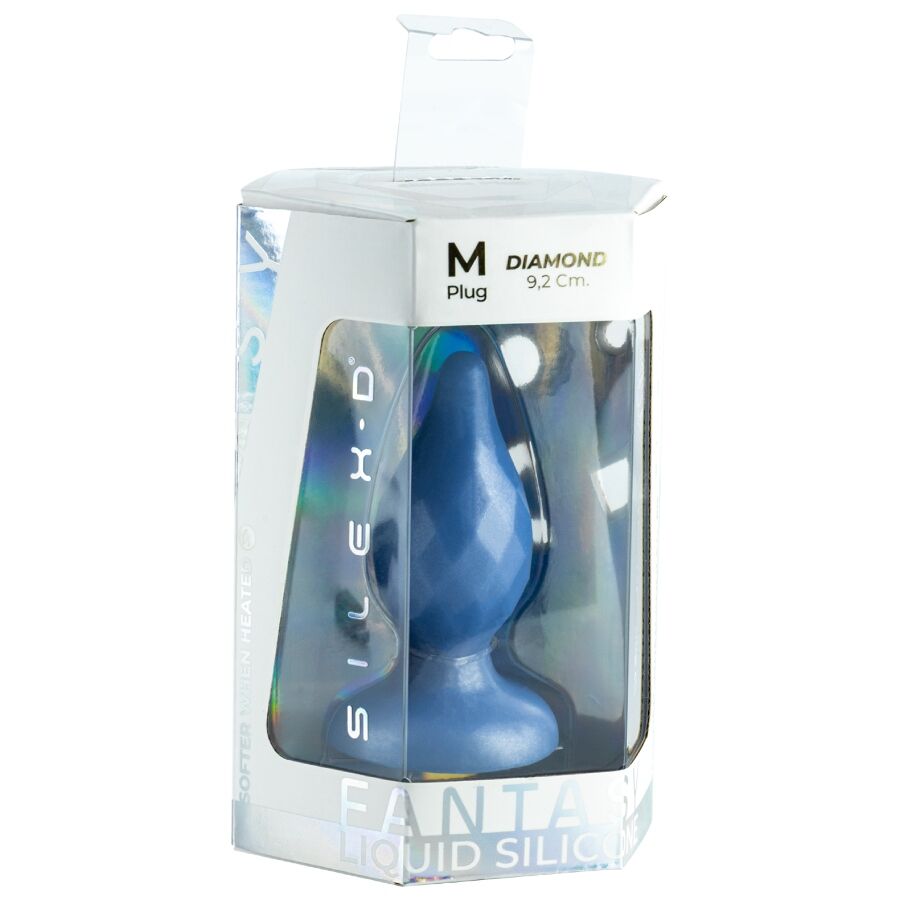 SILEXD - DIAMOND ANAL PLUG FANTASY LIQUID SILICONE THERMOREACTIVE PEARL BLUE 9.2 CM
