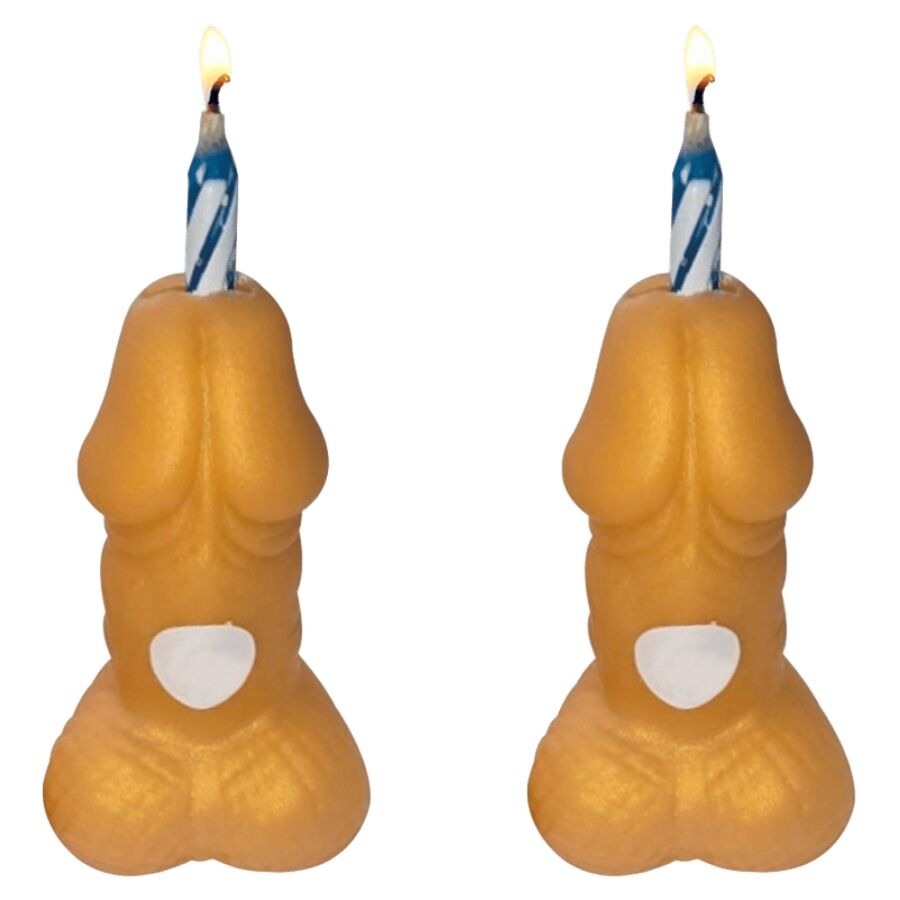 DIABLO PICANTE - GOLDEN PENIS BIRTHDAY NUMBER CANDLES 2 UNITS