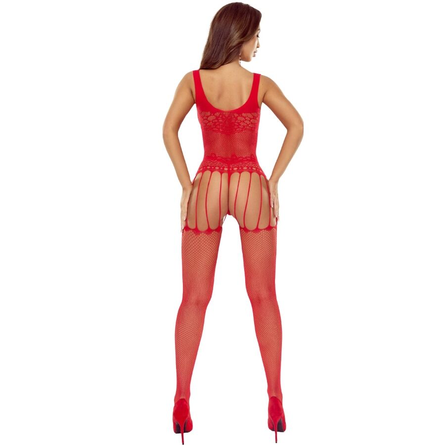 PASSION - BS119 RED FLORAL BODYSTOCKING