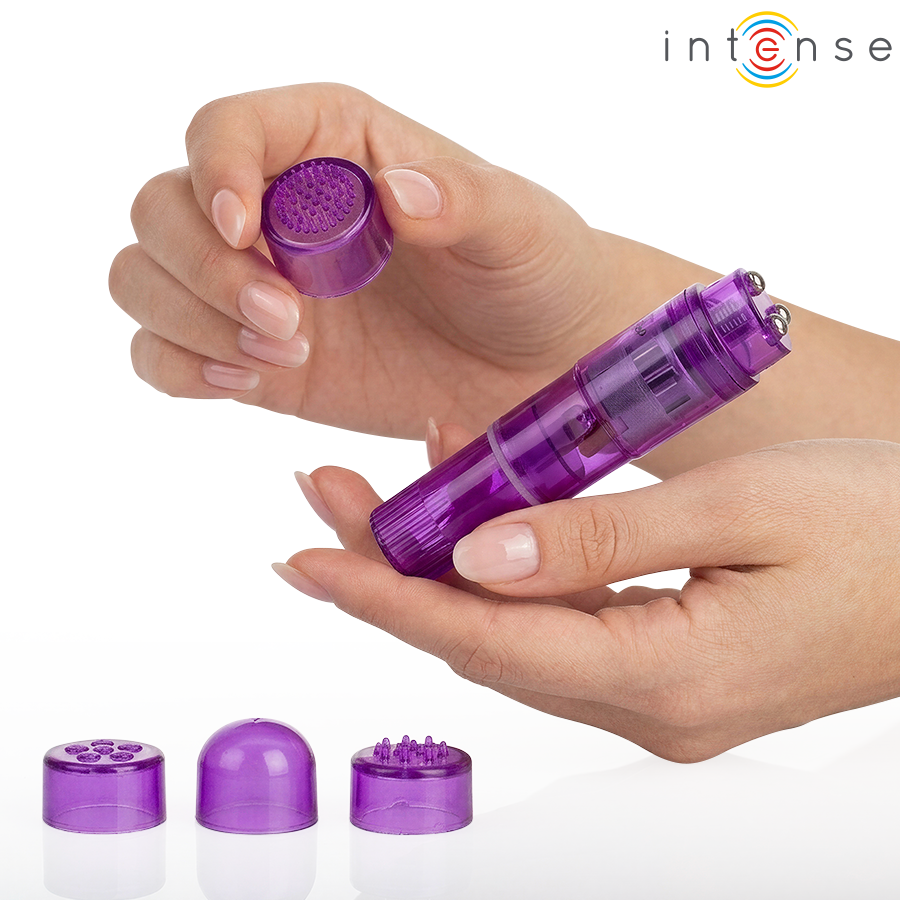 INTENSE - KURT MINI MASSAGER WITH 4 INTERCHANGEABLE HEADS PURPLE