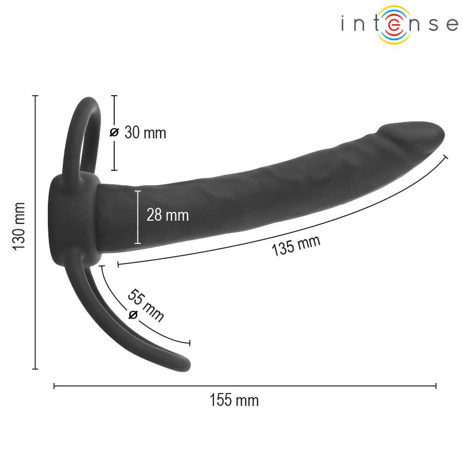 INTENSE- LUCAS ANAL DILDO WITH COCK AND TESTICLE RING SILICONE