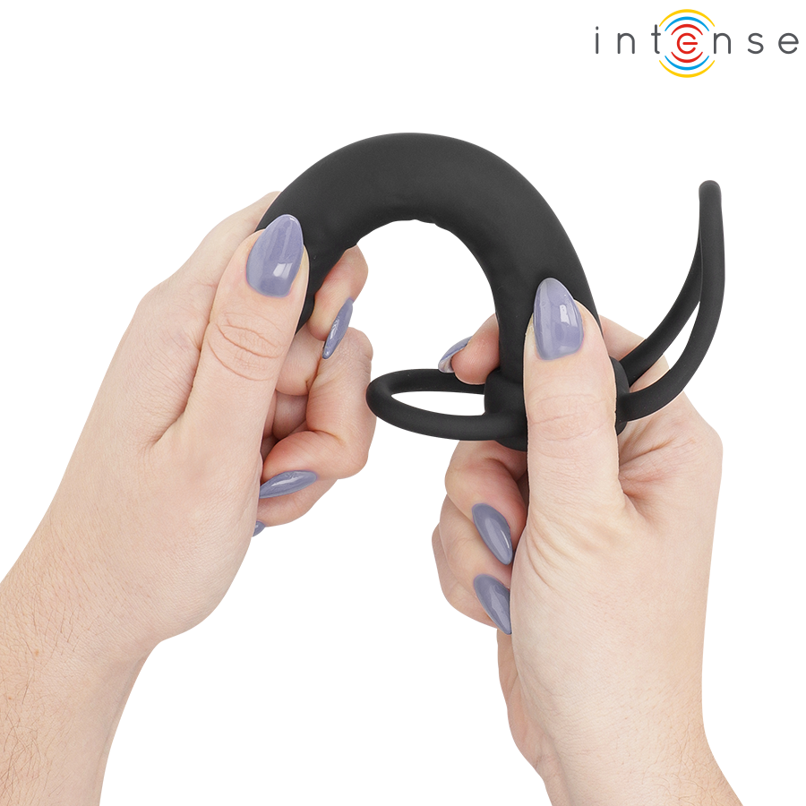 INTENSE- LUCAS ANAL DILDO WITH COCK AND TESTICLE RING SILICONE